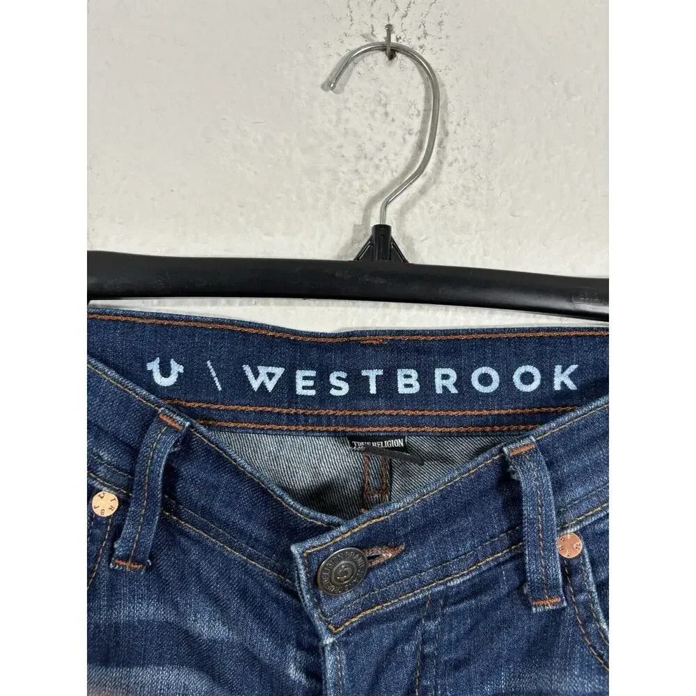 TRUE RELIGION WESTBROOK ROCCO Relaxed Skinny Leg Blue Jeans 34 X 32